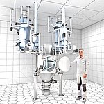 amixon® 원뿔형 믹서와 4개의 중량 측정 도징 시스템으로 특히 부드럽고 정밀한 연속 분말 혼합이 가능합니다.