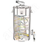 Mélangeur Gyraton® : Le bras inférieur du mélangeur se déplace de manière cycloïdale. Les résultats de mélange du mélangeur expérimental Gyraton® (jusqu'à 3 m³) peuvent être transférés sur des mélangeurs plus grands, jusqu'à 70 m³.