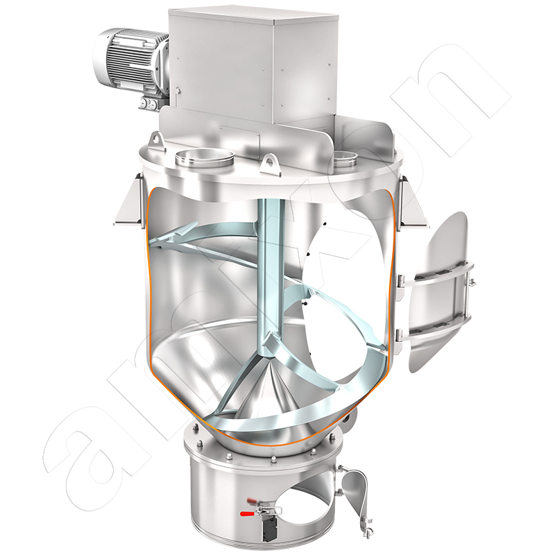 Frullatore KoneSlid® Modello KS. Frullatore KoneSlid® Modello KS. Questo tipo di frullatore a cono ha proprietà speciali per quanto riguarda a) il minimo apporto di energia e b) lo svuotamento completo: le qualità di miscelazione tecnicamente ideali si ottengono in pochi secondi. Di norma, le particelle non vengono danneggiate o alterate.