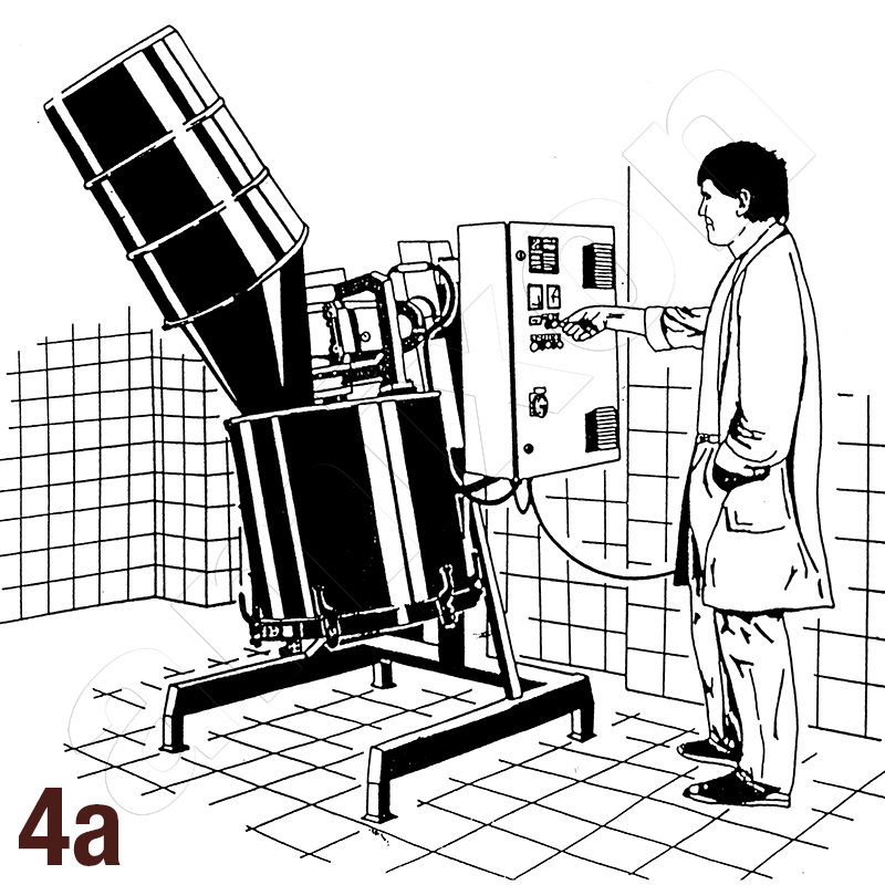 Mixing in variable inclined positions is no problem with the EM 100 powder mixer with standard barrel.