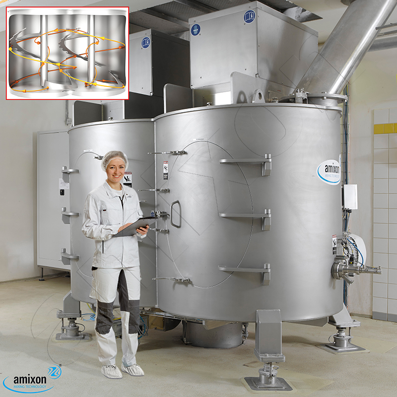 amixon® twin-shaft mixer HM 5000. The maximum batch size is 5 m³