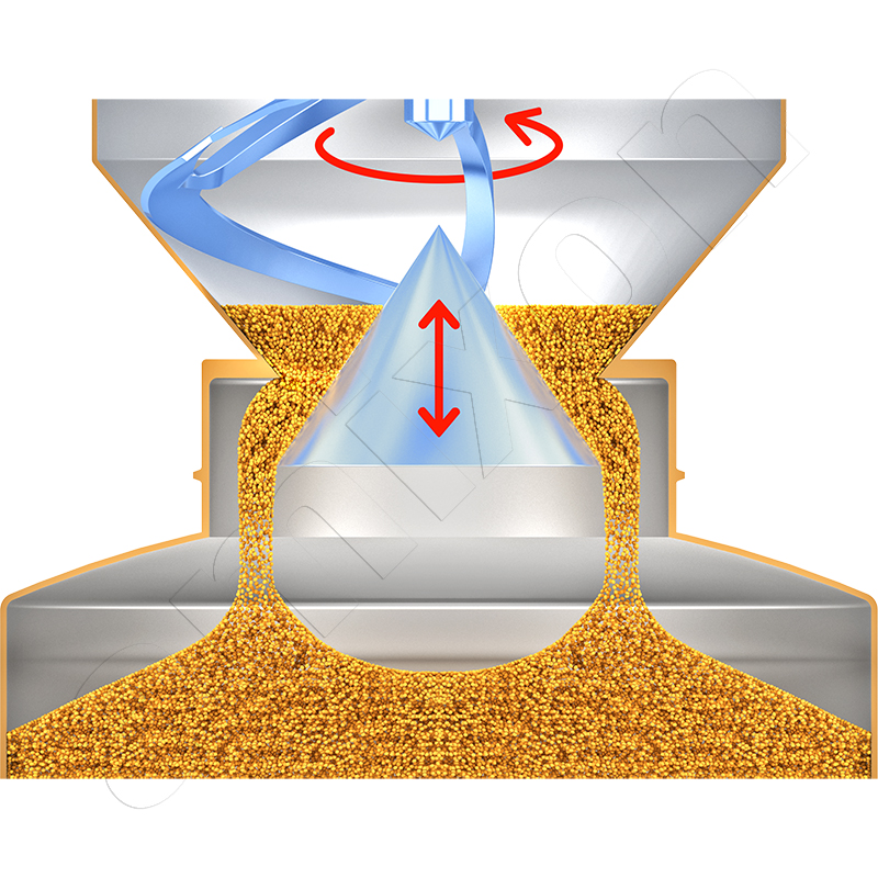 KoneSlid® mixer discharges the powdery mixing goods completely