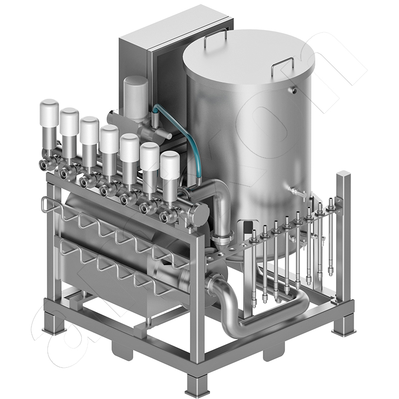 Washing-in-place device for powder mixers