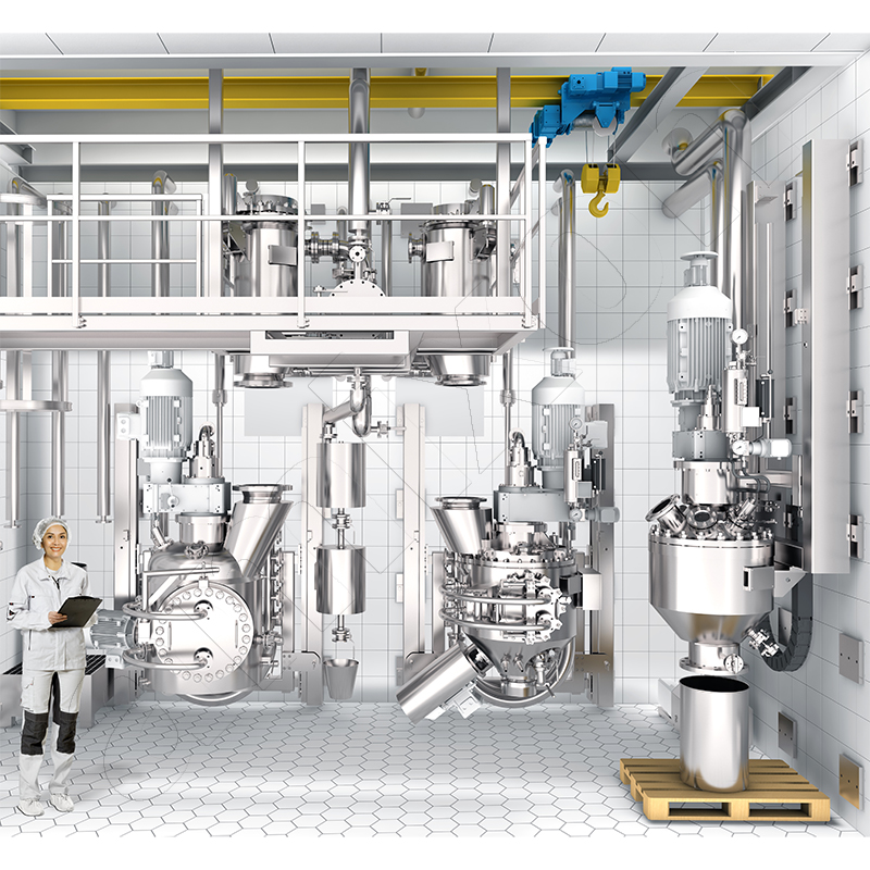 amixon® dispone de 4 mezcladores/reactores diferentes en la planta piloto. Resistente a la presión hasta 25 bar, resistente a la temperatura hasta 350°C.